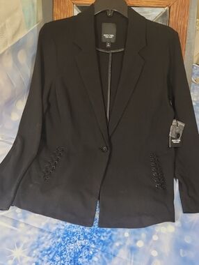 Simply Vera Vera Wang Black Lace-Up Ponte Blazer